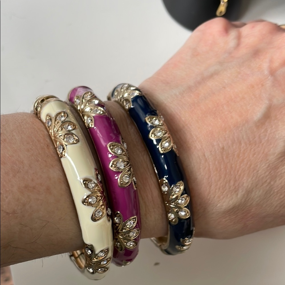 Elegant Gold and Enamel Bangle Set (3)